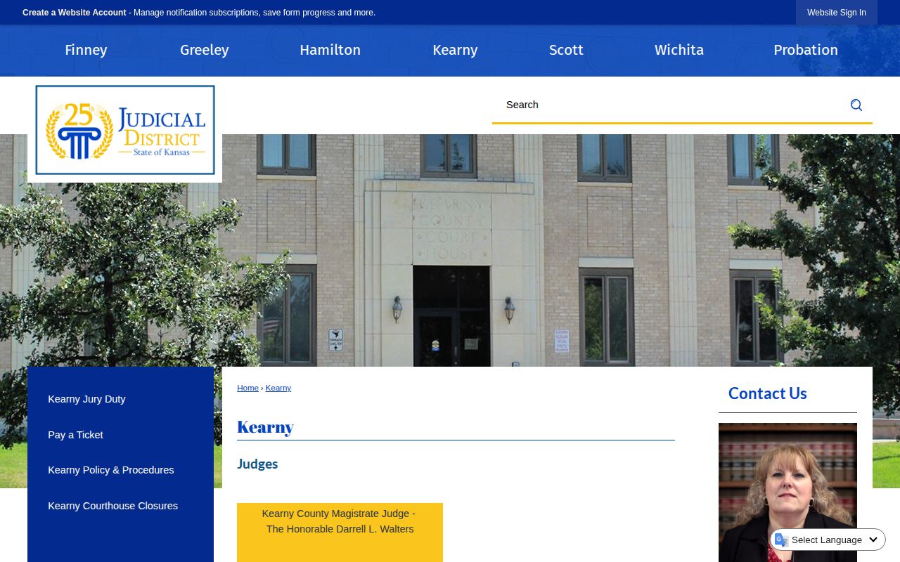 Kearny County court contact for arrest record outcomes